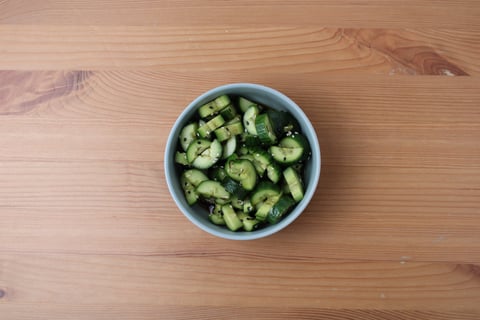 Impossible™ Beef Japanese Donburi - Step #4 Make the smashed cucumber salad