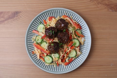 Teriyaki-Glazed Beef Tsukune - Step #5 Dresser les plats