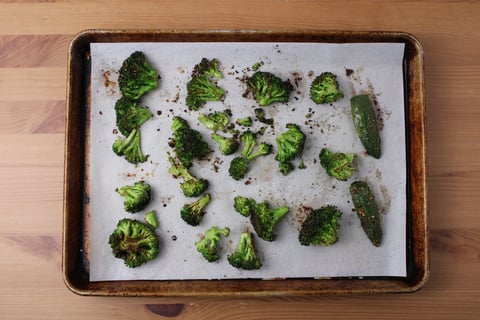 Protein Boost | Roasted Broccoli with Tofu & Spicy Sunflower Seed Chimichurri - Step #2 Roast the broccoli & jalapeño