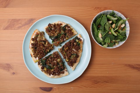 Spiced Beef, Leek & Labneh Flatbreads - Step #4 Plate your dish