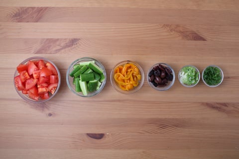 Pan-Seared Halloumi & Greek-Style Salad - Step #2 Mise en place