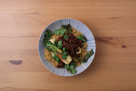 Carb-Wise: Spicy Sesame Ground Beef over Quinoa - Step #5 Finish & serve