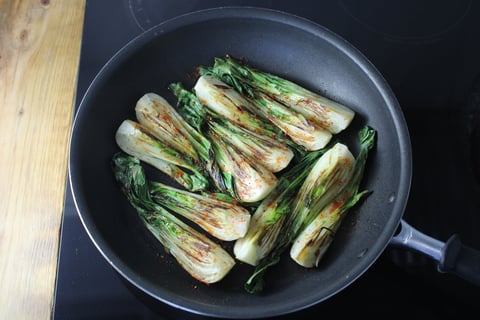 Carb-Wise: Spicy Sesame Ground Beef over Quinoa - Step #3 Sauté the bok choy