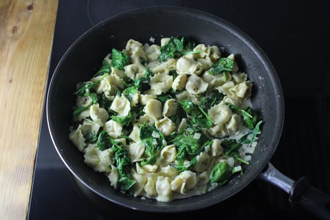 Creamy Tortellini Florentine - Step #4 Make the sauce & combine the pasta