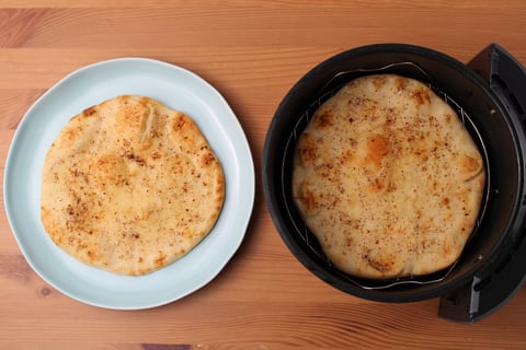 Quick Chicken Thigh Shawarma Platter - Step #4 Fry the naan