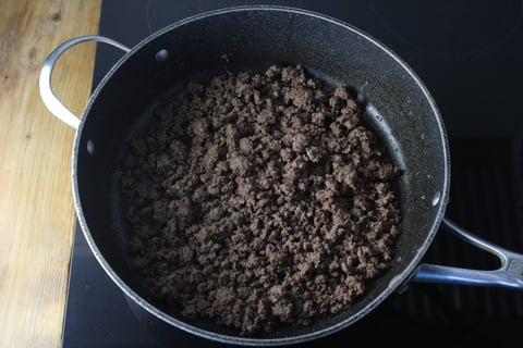 10-Minute Ground Beef Ramen Noodles - Step #1 Cook the beef