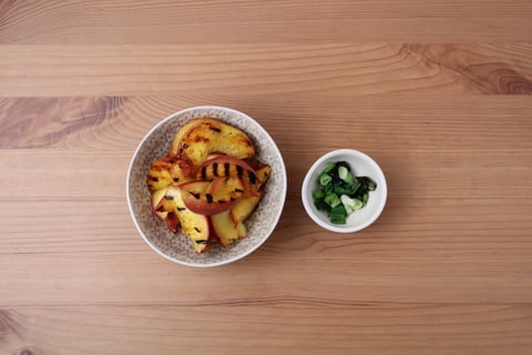 Caribbean-Style BBQ Chicken - Step #3 Grill the peaches & scallion