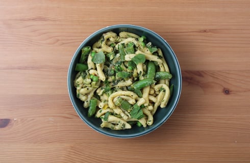 Fresh Gemelli, Leeks & String Peas - Step #5 Plate your dish