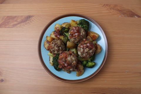 Scandi Beef Meatball Traybake - Step #6 Plate your dish