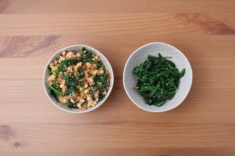 Stuffed Portobello Mushrooms over Savoury Grains - Step #2 Sauté the spinach & make the filling