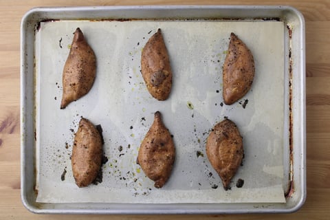 Fully Loaded Mexican-Style Sweet Potatoes - Step #1 Roast the sweet potatoes
