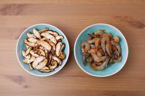 Goodfood & Chef: Smoky Cajun Shrimp - Step #3 Prepare the shrimp & mushrooms