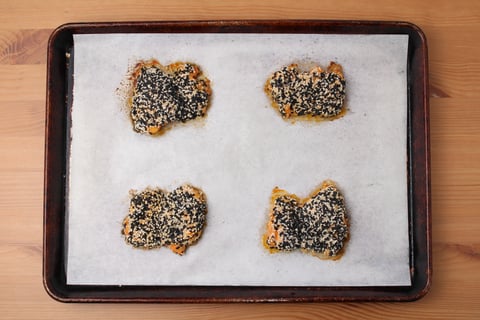 Sesame-Crusted Chicken Sheet Pan - Step #2 Start the chicken