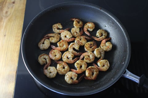 Carb-Wise: Seared Shrimp over Minty Freekeh - Step #4 Cook the shrimp