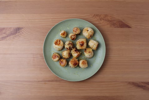 Pan-Seared Scallops over Fresh Corn Risotto - Step #4 Cook the scallops