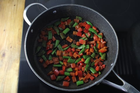 Southwest Shrimp & Veggie Rice Bowls - Step #3 Sauté the vegetables