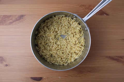 Mediterranean Sheet Pan Vegan Bowls - Step #2 Boil the orzo