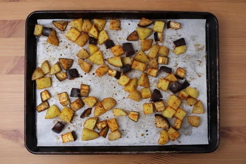 Mediterranean Sheet Pan Vegan Bowls - Step #1 Start the sheet pan