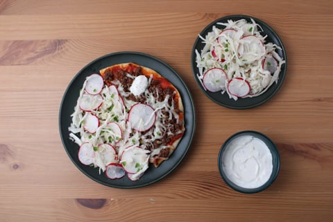 Beef Kebab-Inspired Flatbreads - Step #5 Plate your dish