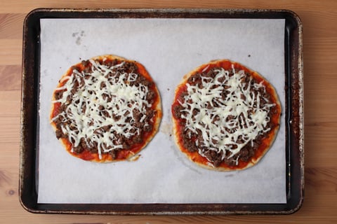 Beef Kebab-Inspired Flatbreads - Step #3 Assemble & bake the flatbreads