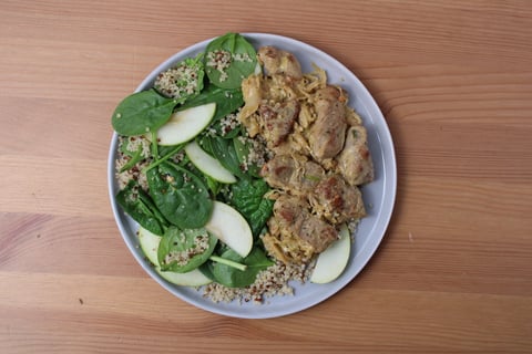 Seared Pork Tenderloin Strips with Creamy Dijon Sauce - Step #4 Plate your dish