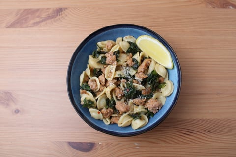 Goodfood & Chef: Sausage Meat & Kale Orecchiette - Step #5 Plate your dish