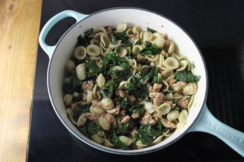 Goodfood & Chef: Sausage Meat & Kale Orecchiette - Step #4 Combine the pasta