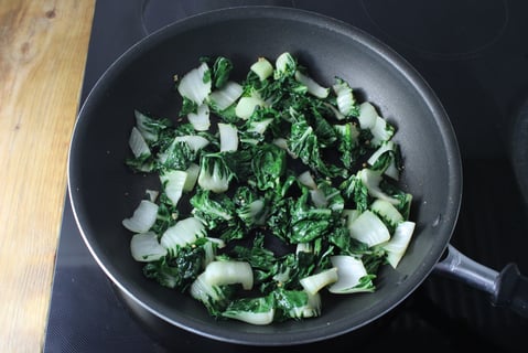 Filipino-Style Adobo Chicken Thighs - Step #3 Sauté the bok choy