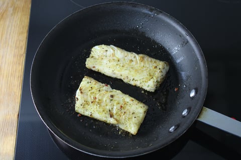 Cod in Brown Butter & Almond Sauce - Step #3 Cook the cod