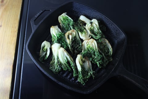 Grilled Chicken & Bok Choy - Step #4 Grill the bok choy