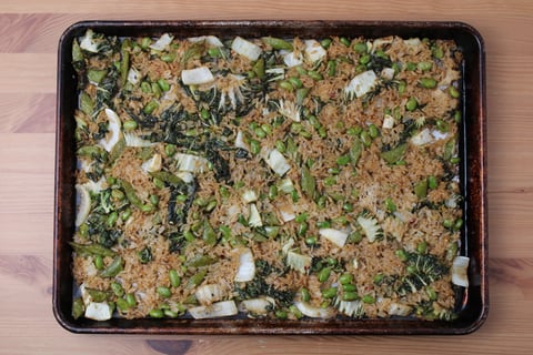 Sheet Pan Fried Rice - Step #4 Make the fried rice