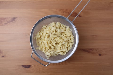 10-Minute Fresh Tagliolini with Pancetta & Peas - Step #1 Boil the pasta