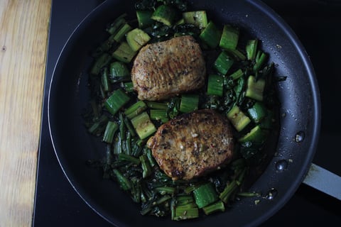 Spicy Sichuan-Style Pork Chops - Step #4 Sauté the vegetables
