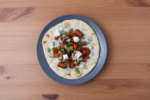 Butternut Squash Souvlaki - Step #5 Warm the naan & serve