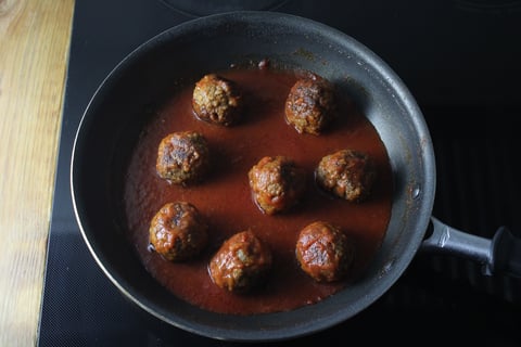 Carb-Wise: Italian-Style Beef Meatballs - Step #3 Cook the meatballs & make the sauce