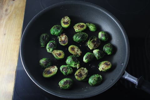 Carb-Wise: Italian-Style Beef Meatballs - Step #4 Char the Brussels sprouts