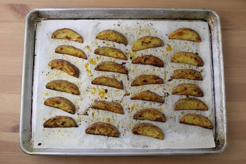 Sheet Pan Beef Meatballs - Step #1 Roast the potatoes