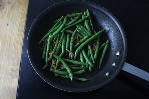 Sheet Pan Beef Meatballs - Step #5 Sauté the string beans