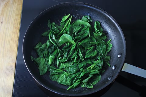 Masala-Roasted Carrots & Seared Halloumi - Step #5 Wilt the spinach