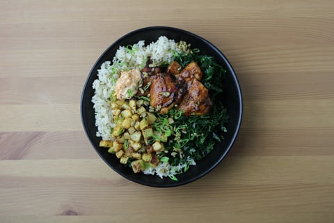Hoisin-Glazed Chicken with Roasted Kohlrabi - Step #6 Plate your dish