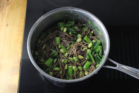 Protein Swap | Quick Honey-White Miso Shrimp with Soba Noodles & Yu Choy - Step #3 Make the sauce & combine the noodles