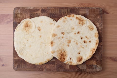 Sautéed Sweet Pepper, Greens & Roasted Garlic Naan Pizzas - Step #3 Toast the naan