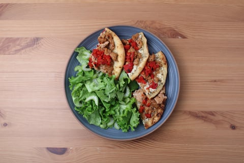 Protein Swap | Ground Beef, Ricotta & Roasted Pepper Naan Pizzas - Step #5 Plate your dish