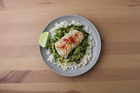 Cod over Yellow Coconut Curry - Step #5 Préparer la sauce et servir