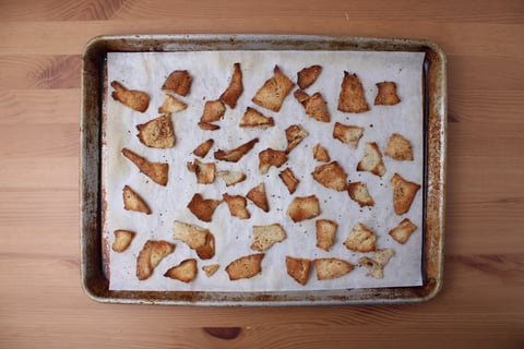Tray-Baked Halloumi & Beet Salad - Step #1 Make the pita crisps