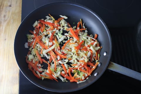 Ground Beef Bulgogi Bowls - Step #3 Sauté the vegetables
