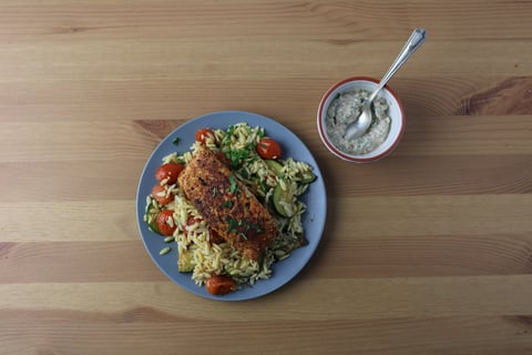 Greek-Style Salmon over Orzo - Step #5 Finish & serve