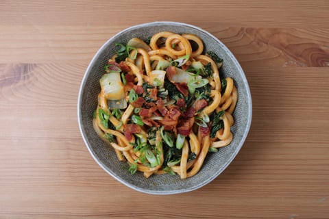 Spicy Bacon & Gochujang Udon Noodles - Step #5 Plate your dish