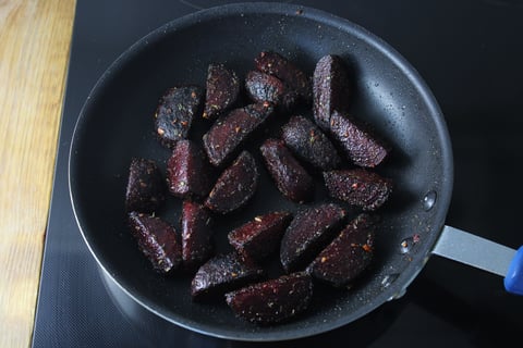 Quick Pan-Seared Trout - Step #1 Cook & glaze the beets