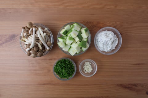 Shimeji & Heirloom Zucchini Flatbreads - Step #1 Mise en place